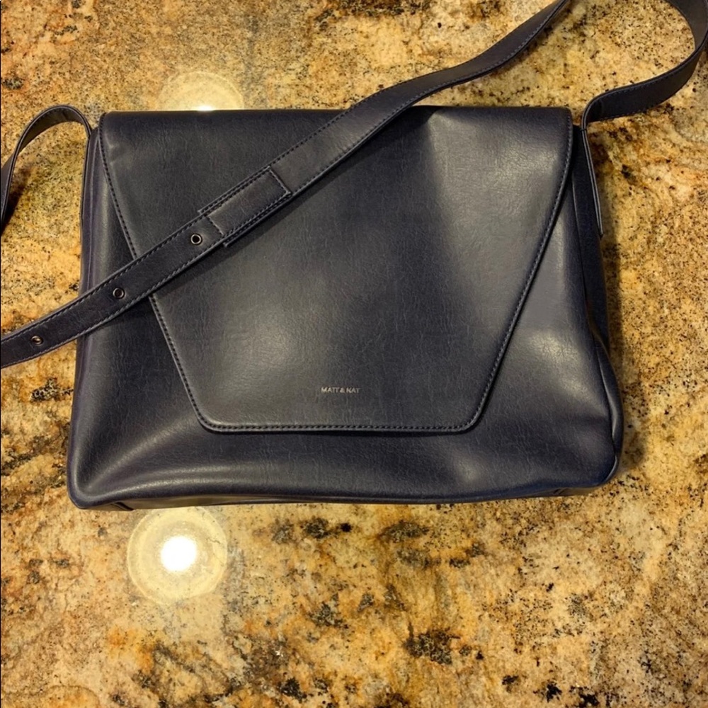 Navy leather crossbody bag